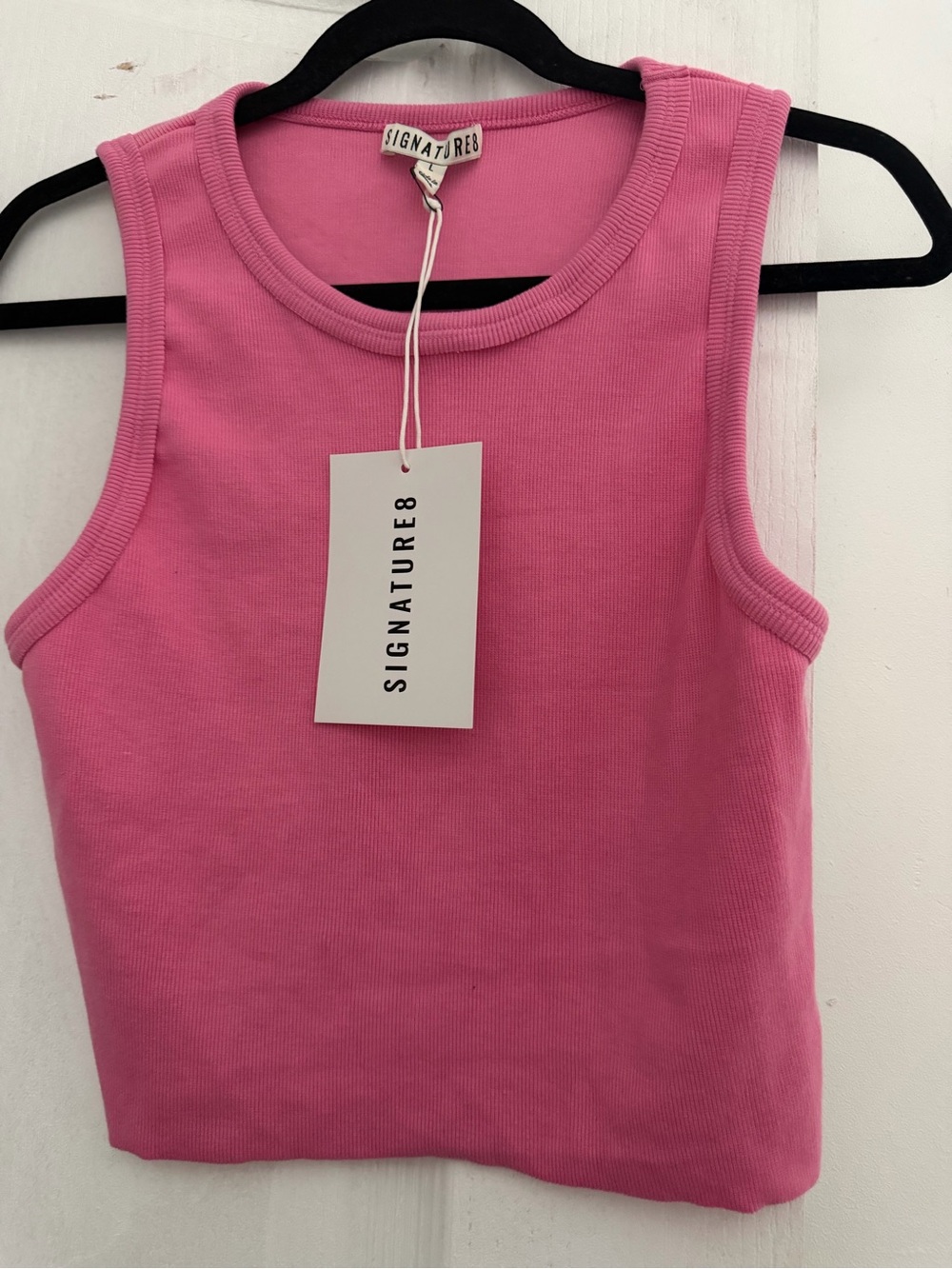 Signature8 Pink Ribbed Cropped Tank Top